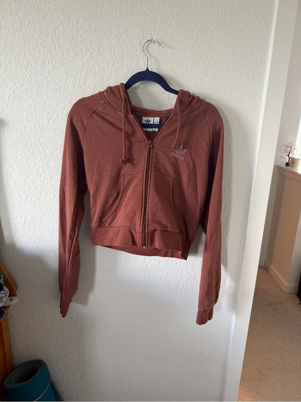 Adidas Women’s brown  Cropped Zip Hoodie